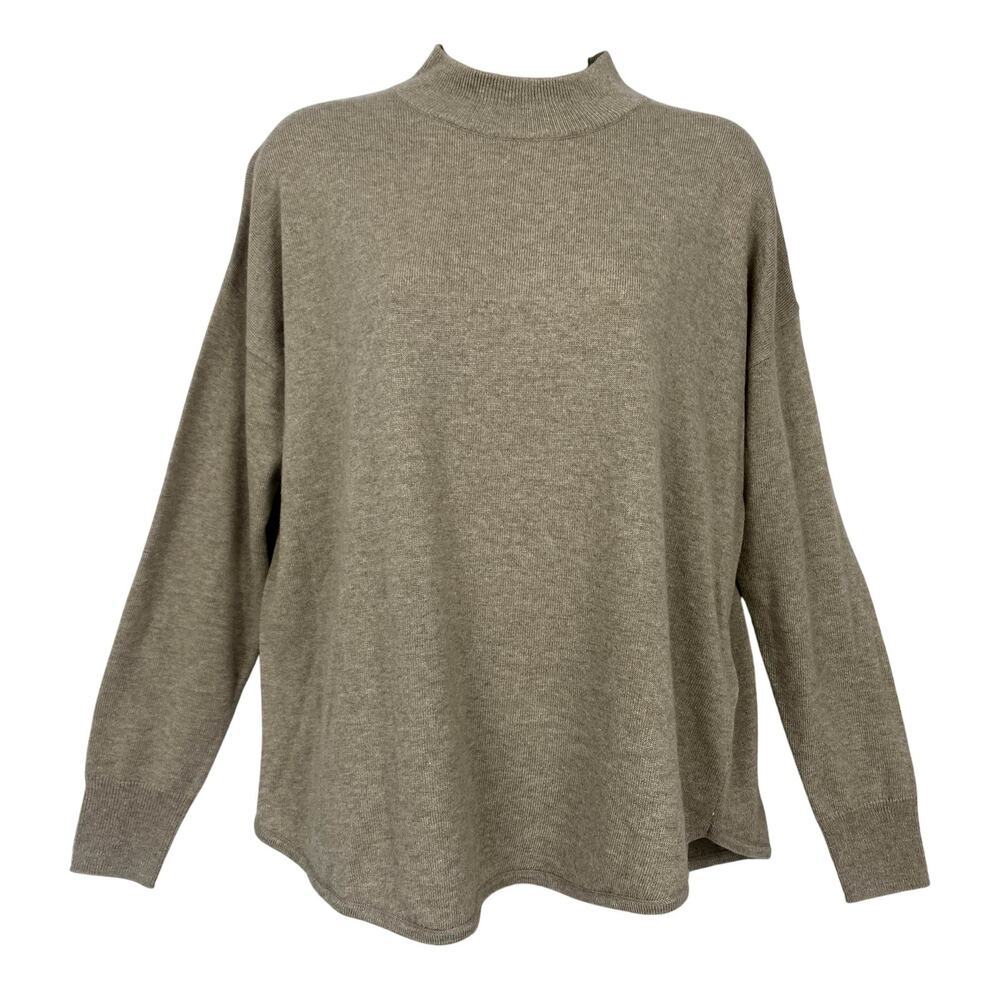 Madewell Sweater Womens Small Heather Hazelwood Mock Neck Wool Alpaca Blend‎ Tan